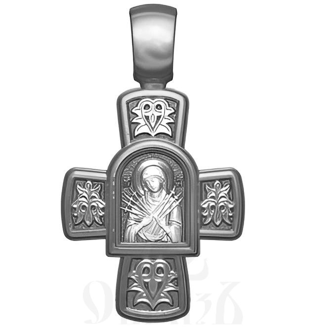 крест с образом господь вседержитель и икона божией матери семистрельная, серебро 925 проба с родированием (арт. 17.010р)