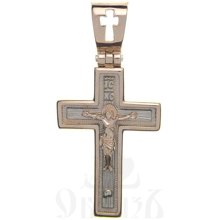 золотой крест с иисусовой молитвой, 585 проба красного и белого цвета (арт. п30049-з5кб)