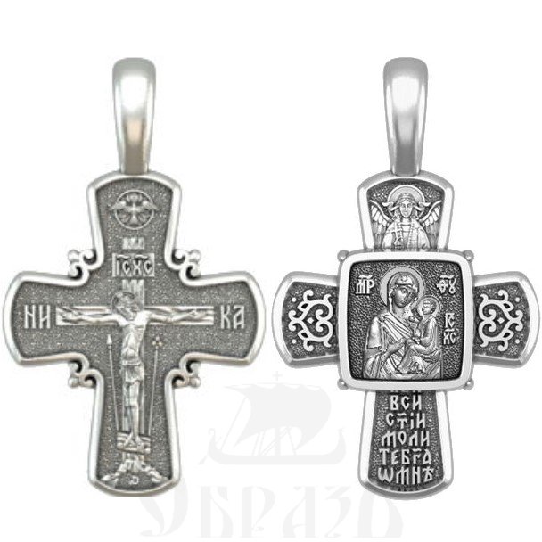 крест божия матерь тихвинская, серебро 925 проба (арт. 33.109)