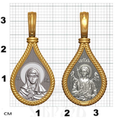 нательная икона св. мученица дарья римская, серебро 925 проба с золочением (арт. 06.014)
