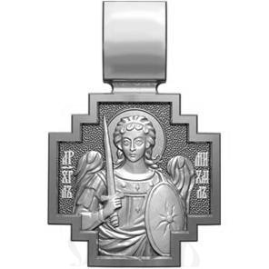 нательная икона св. великомученик пантелеимон целитель, серебро 925 проба с платинированием (арт. 06.103р)