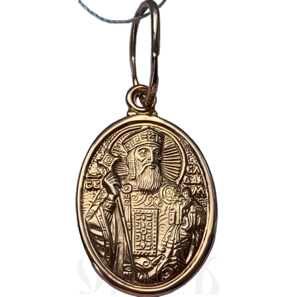 нательная икона святой равноапостольный князь владимир золото 585 пробы красное (артикул 25-147)